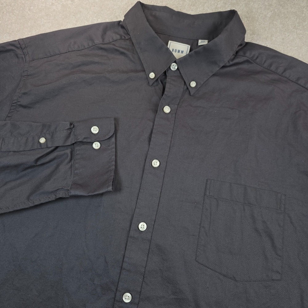 Rowm Shirt Mens 3XB Black Cotton Button-Down Long Sleeve Lightweight Classic